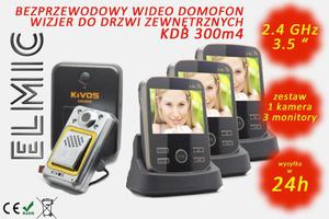 Bezprzewodowy wideo domofon z funkcj dzwonka - wizjer do drzwi zewntrznych ELMIC KIVOS KDB300m4 - 3 monitory / 1 jednostka zewntrzna TRIPLE - 2845077326