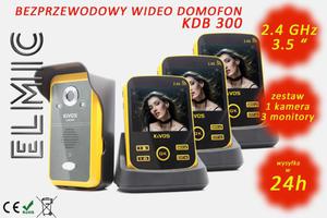 Wielofunkcyjny bezprzewodowy wideo domofon z funkcj dzwonka ELMIC KIVOS KDB300 - 3 monitory / 1 kamera - system wielomonitorowy / wielodostpowy - 2845077330