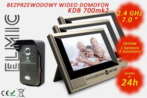 Wielofunkcyjny bezprzewodowy wideo domofon z funkcj dzwonka ELMIC KIVOS KDB700mk2 - 3 monitory - 2845077334