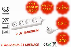 Zestaw 3 szt. - Przeduacz elektryczny listwa bez wcznika - 1.5 mb - WS NF 04 / 1.5 / 1.0 / K - ELMIC biay - 2845077360