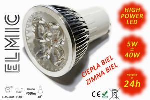 arwka reflektor LED POWER XH S 04 5W 230V GU10 30st. 3000K Ciepa Biel ELMIC przeroczysta - 2827854334