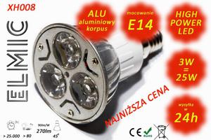 arwka reflektor LED POWER XH 008 3W 230V E14 45st. 3000K Ciepa Biel ELMIC przeroczysta - 2827854340