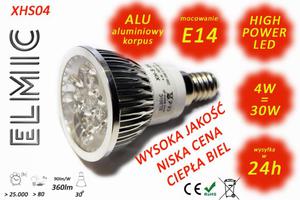 arwka reflektor LED POWER XH S 04 4W 230V E14 30st. 3000K Ciepa Biel ELMIC przeroczysta - 2827854341