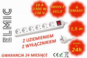 Przeduacz elektryczny listwa z wcznikiem - 1.5 mb - WS NF 06 K / 1.5 / 1.0 / K - ELMIC biay - 2827854348