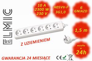 Przeduacz elektryczny listwa bez wcznika - 1.5 mb - WS NF 06 / 1.5 / 1.0 / K - ELMIC biay - 2827854353