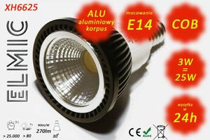 arwka reflektor LED COB XH 6625 3W 230V E14 30st. 3000K Ciepa Biel ELMIC przeroczysta - 2827854361