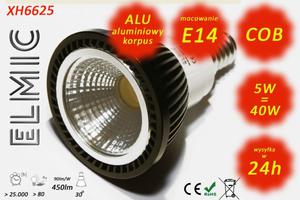 arwka reflektor LED COB XH 6625 5W 230V E14 30st. 3000K Ciepa Biel ELMIC przeroczysta - 2827854362