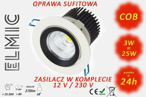 Oprawa sufitowa LED COB XH 5344 3W 230V 38 st. 3000K Ciepa Biel ELMIC przeroczysta ROSE - 2827854381