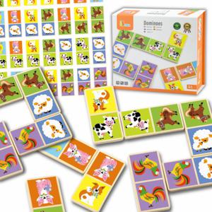 Drewniana gra Domino Farma Viga Toys 28 elementw Montessori - 2875212256