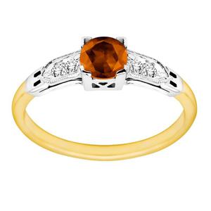 Piercionek zarczynowy z granatem i brylantami 0,04ct - PK/008a - 2833198480