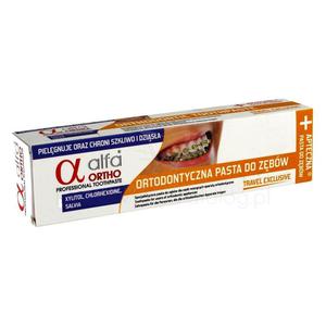 Pasta Alfa Ortho Travel Exclusive (ta) 75 ml - pasta polecana dla podrujcych osb noszcych aparaty ortodontyczne - 2827460327