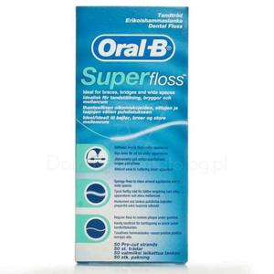 Oral-B SUPER FLOSS 50 odcinkw - 3-czciowa ni dentystyczna polecana dla osb z aparatami ortodontycznymi - 2827459528