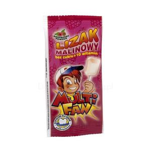Lizak Pudrowy bez cukru - MultiFan - smak MALINOWY 1szt.