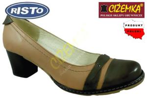 RISTO 1501 piasek+tabak beowe + brzowe pbuty czenka SKRZANE - 2842028561