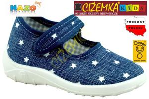 NAZO KAPCIE dziecice domowe przedszkolne BAWENA 009 GRANAT JEANS GWIAZDKI (18-27) - 2860016187