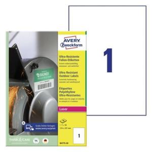 Etykiety foliowe 210X297 biae AVERY ZWECKFORM ULTRA RESISTANTE 50 arkuszy /B4775-50/ - 2875777353