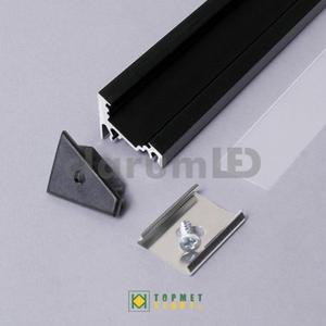 Zestaw LED CORNER - 2 m \ czarny \ z otworem \ szron - 2835209373