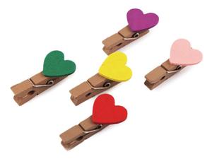 Klamerki Serca Ozdobne Drewniane Spinacze 1szt Heart Clips Decorative Wooden Clips 1pc - 2872660232