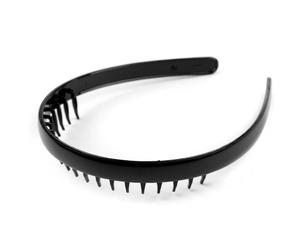 Opaska do wosw z grzebykiem plastikowa Czarna Plastic hair band with comb Black - 2875535980