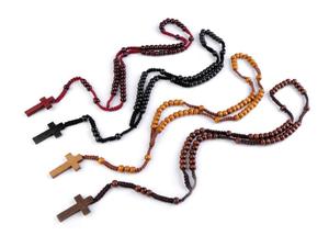 Drewniany raniec na sznurku plecionym Wooden rosary on a braided string - 2859638051