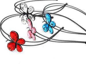 Opaska metalowa motylek z kamienia - Kolory Metal stone butterfly headband - Colors - 2859638180