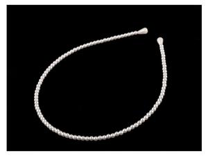 Opaska do wosw z koralikw o 4 mm renicy - perowa Hair band made of beads with a diameter of 4 mm - pearl - 2859638197