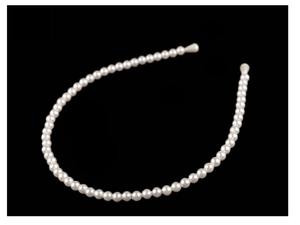 Opaska do wosw z koralikw o 6 mm rednicy - perowa Hair band made of beads with a diameter of 6 mm - pearl - 2859638198