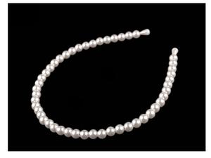 Opaska do wosw z koralikw o 8 mm rednicy - perowa Hair band made of beads with a diameter of 8 mm - pearl - 2859638199