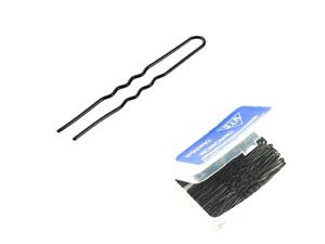 Szpilki karbowane fryzjerskie 65 mm- czarne - 36 szt Ribbed hairdressing pins 65 mm - black - 36 pcs - 2859638247