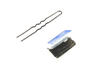 Szpilki karbowane fryzjerskie 65 mm- brzowe - 36 szt Crimped barber pins 65 mm - brown - 36 pcs - 2859638249