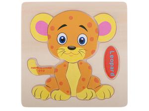 Ukadanka drewniana dopasuj ksztaty Lamparta Wooden puzzle to match the leopard shapes - 2864663356