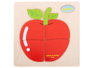 Ukadanka drewniana dopasuj ksztaty Jabko Wooden puzzle to match the shapes of Apple - 2864663357