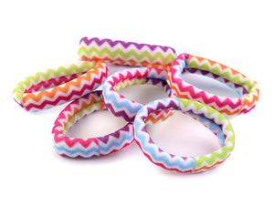 Gumki do wosw kolorowe w szlaczki 6 szt Colored hair bands with stripes, 6 pcs - 2865073204