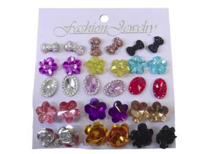 Zestaw 15 par kolczykw rnokolorowe wkrtki Set of 15 pairs of earrings with different colored studs - 2866824311