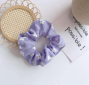 Gumka do wosw materiaowa w kwiaty FIOLET Material hair elastic with flowers VIOLET - 2867321253