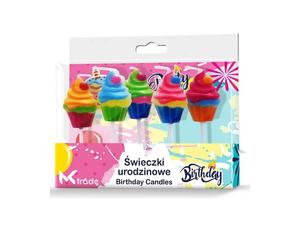 wieczki urodzinowe torciki kolorowe 5 szt Birthday candles, colorful birthday candles 5 pcs - 2868405742