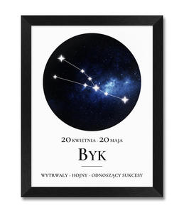 Obraz znak zodiaku Byk czarna rama - 2871452680
