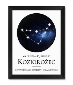 Obraz znak zodiaku Kozioroec czarna rama - 2871452688