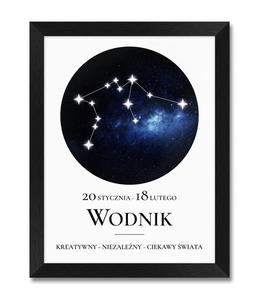 Obraz znak zodiaku Wodnik czarna rama - 2871452689