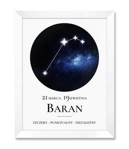 Obraz znak zodiaku Baran biaa rama - 2871452691