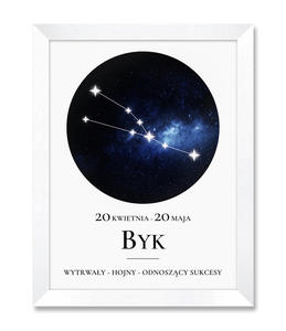 Obraz znak zodiaku Byk biaa rama - 2871452692