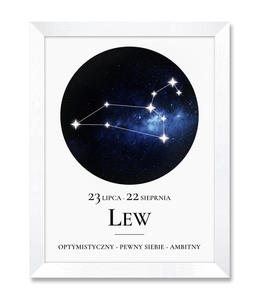 Obraz znak zodiaku Lew biaa rama - 2871452695