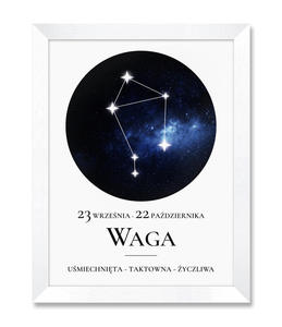 Obraz znak zodiaku Waga biaa rama - 2871452697