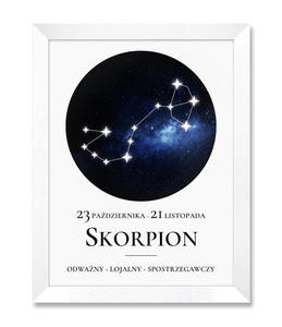 Obraz znak zodiaku Skorpion biaa rama - 2871452698