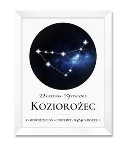 Obraz znak zodiaku Kozioroec biaa rama - 2871452700