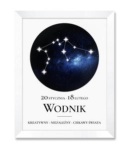 Obraz znak zodiaku Wodnik biaa rama - 2871452701