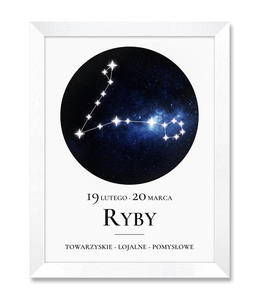 Obraz znak zodiaku Ryby biaa rama - 2871452702