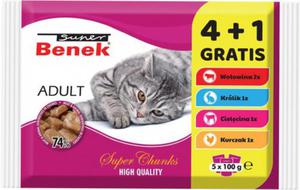 Super Benek Saszetka dla kota Adult 4+1 100g - 2877826517