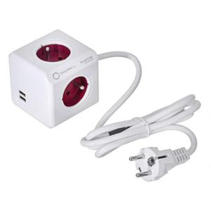 Przeduacz allocacoc PowerCube Extended USB 2402RD/FREUPC (1,5m; kolor czerwony) - 2876394046