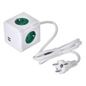 Przeduacz allocacoc PowerCube Extended USB 2402GN/FREUPC (1,5m; kolor zielony) - 2877704392